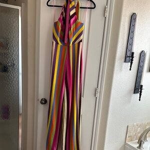 Multicolor Striped Halter Jumpsuit